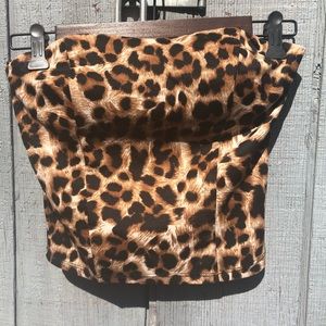 Leopard crop tube top
